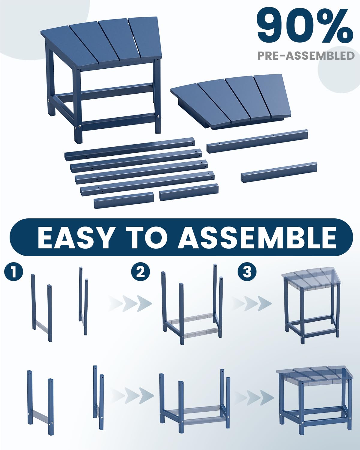 FOOWIN Adirondack Side Table Set of 2, 2-Tier Small Outdoor Patio Table