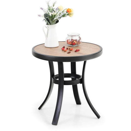 PHI VILLA Outdoor Round Side Table, 19" Metal End Table