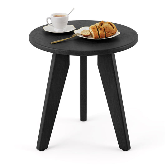 Homenjoy HDPS Outdoor Side Table, Small Round End Table for Outdoor, Black