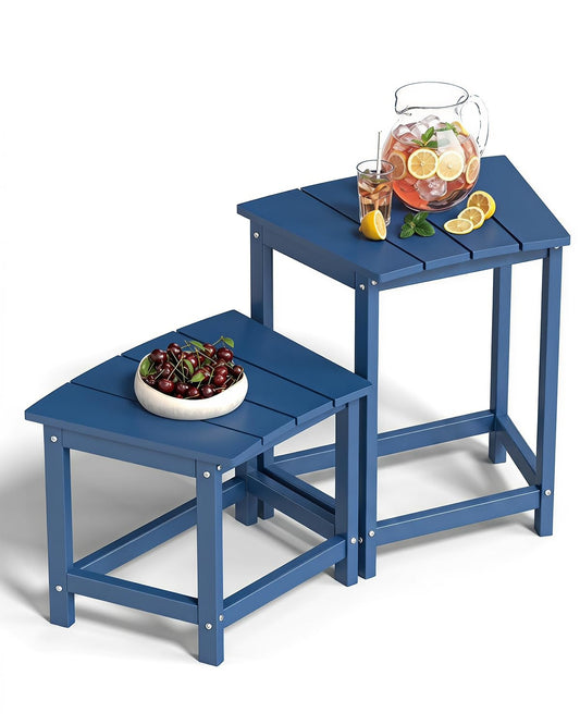 FOOWIN Adirondack Side Table Set of 2, 2-Tier Small Outdoor Patio Table
