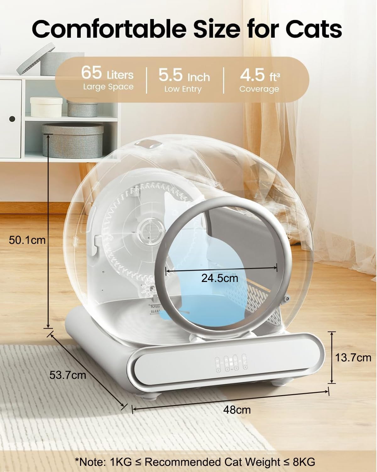 QSMYUYE Selbstreinigende Katzentoilette 65L