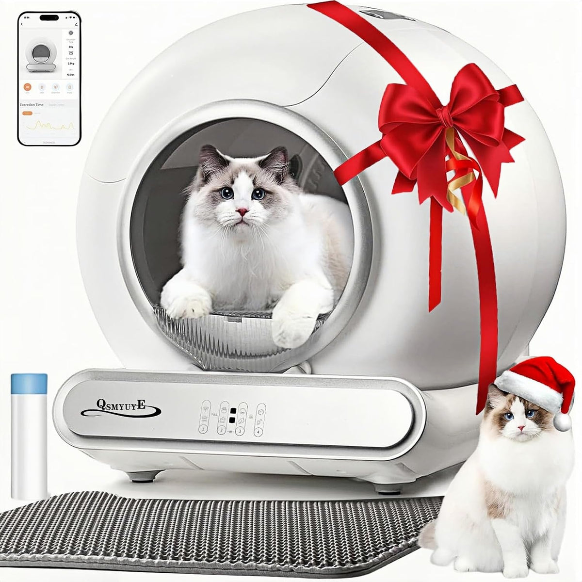 QSMYUYE Selbstreinigende Katzentoilette 65L