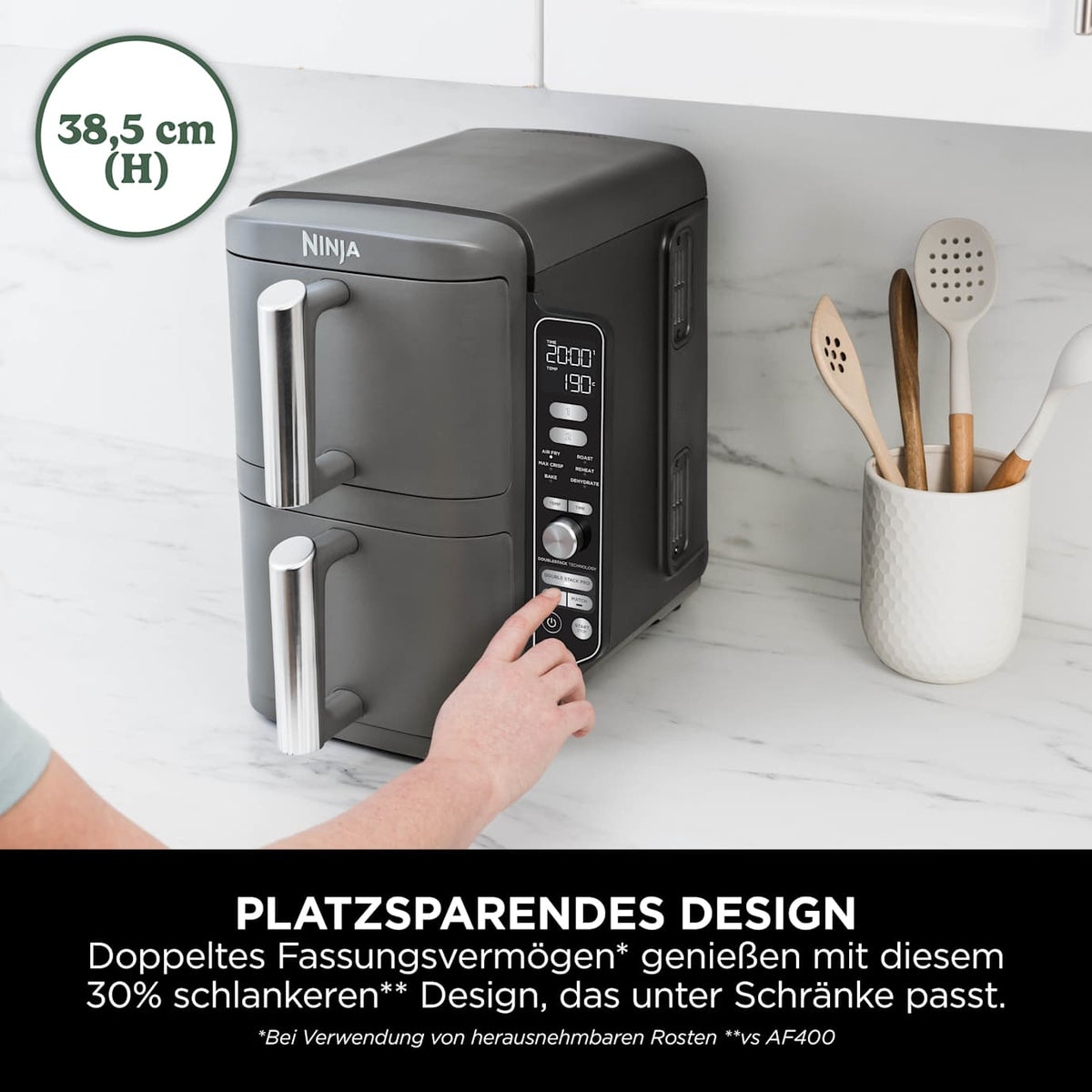 Ninja Double Stack XL SL400EU Heißluftfritteuse 9,5 L Grau
