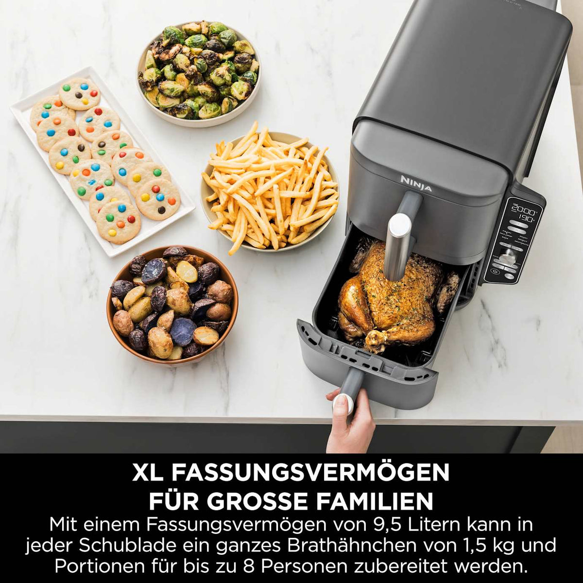 Ninja Double Stack XL SL400EU Heißluftfritteuse 9,5 L Grau