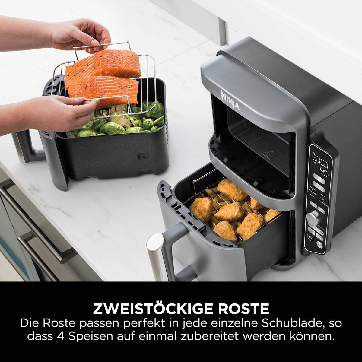 Ninja Double Stack XL SL400EU Heißluftfritteuse 9,5 L Grau