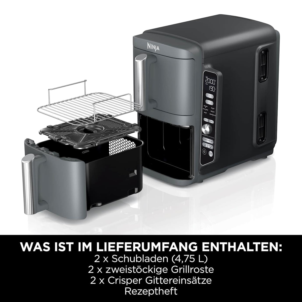 Ninja Double Stack XL SL400EU Heißluftfritteuse 9,5 L Grau