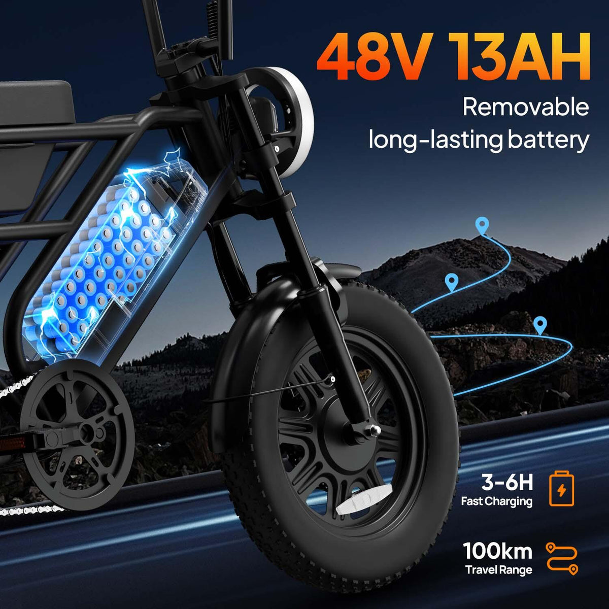 URLIFE T16 Elektrofahrrad Fatbike Vollfederung 16 Zoll